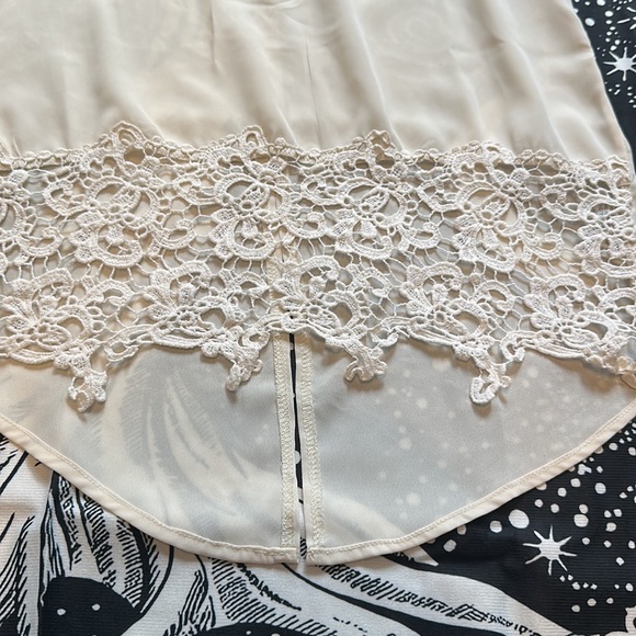 Monteau cream white laced top boho style size S small - Picture 2 of 7